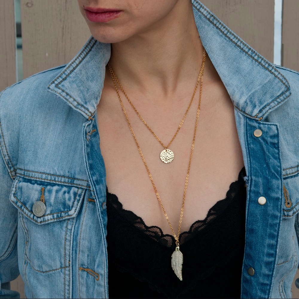 New custom made 14K gold layered necklace